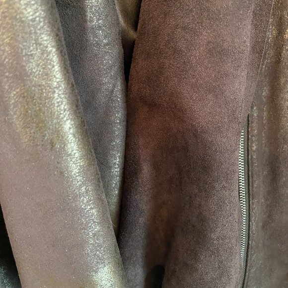 Suede and Faux Leather Moto Style Jacket - Picture 6 of 14